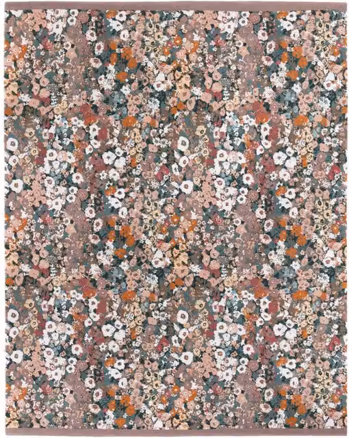 House of Hackney Hollyhocks Floral Wool Rug in Prairie Multicolour