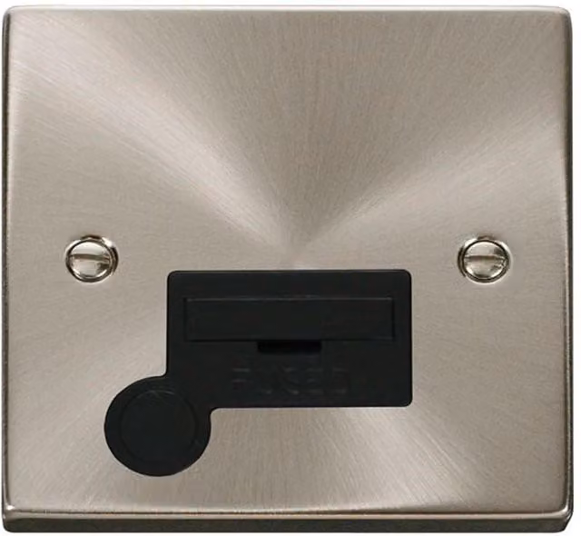 SE Home 13A Fused Connection Unit with Flex in Satin Brushed Chrome and Metallic Silver