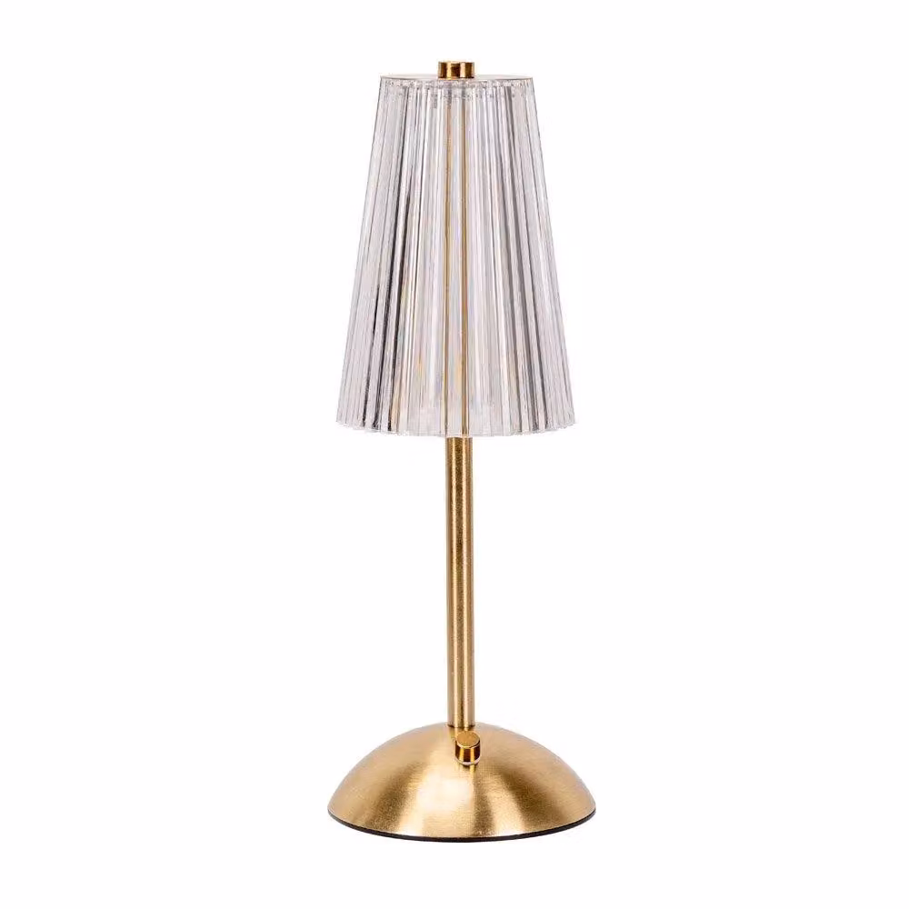 ValueLights Allie Rechargeable LED Table Lamp in Gold and Transparent Glass – 2