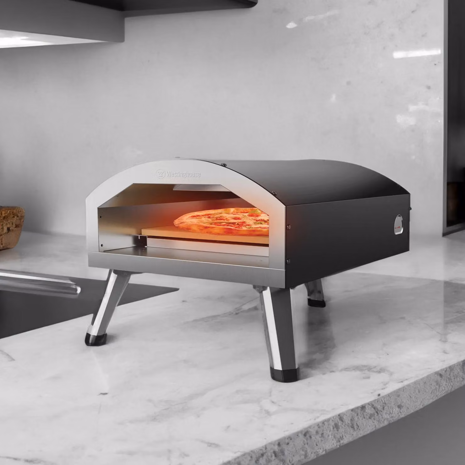 Westinghouse 12 Inch Electric Portable Pizza Oven in Black and Silver – 2