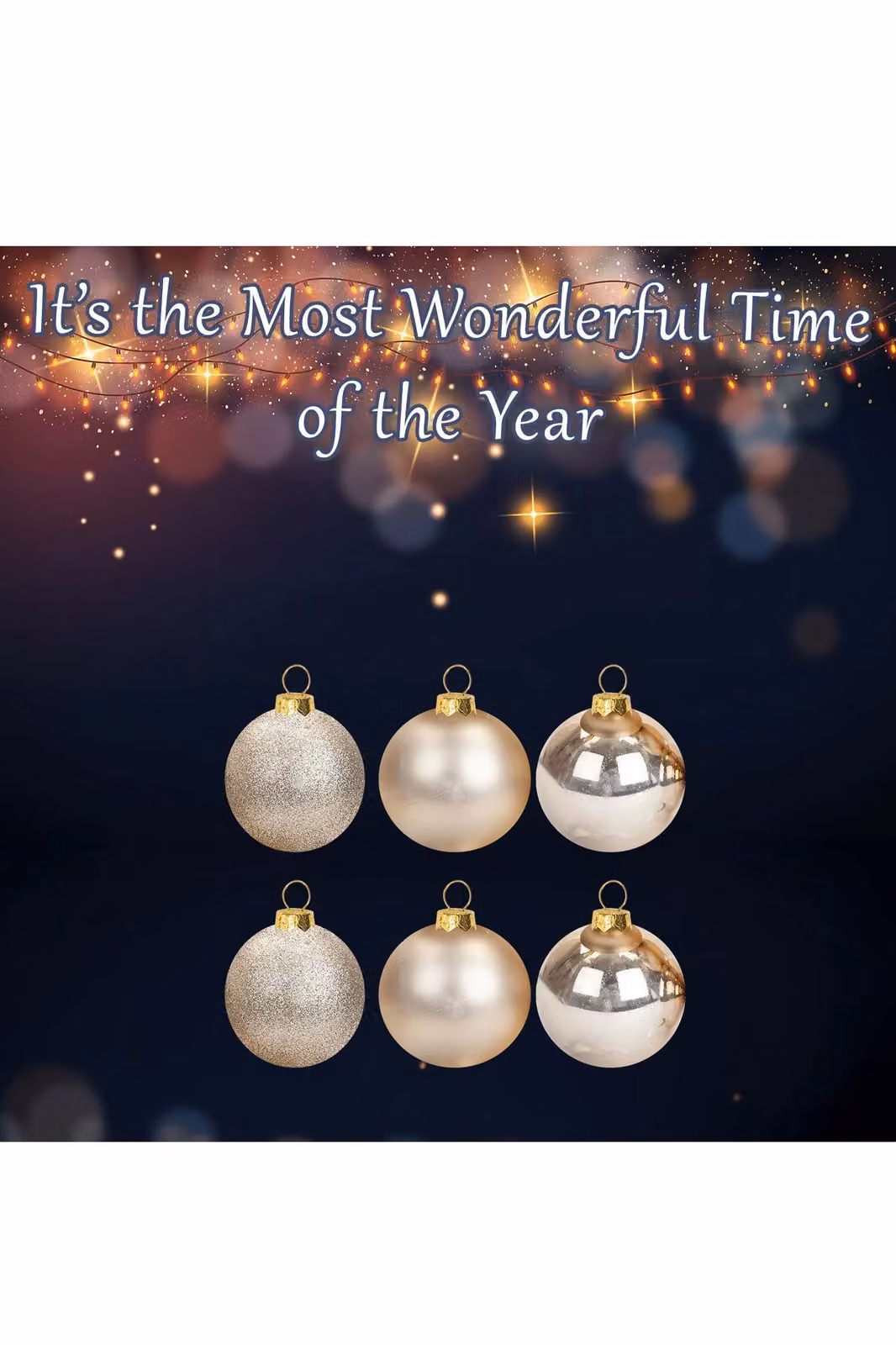 VFM e-Store Set of 6 Round Christmas Bauble Hanging Tree Ornaments in Gold and Beige, 10 cm – 2