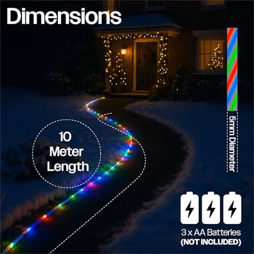 mysmartbuy Multicolour LED Rope Light, 10 m, Battery Operated with Controller – 3