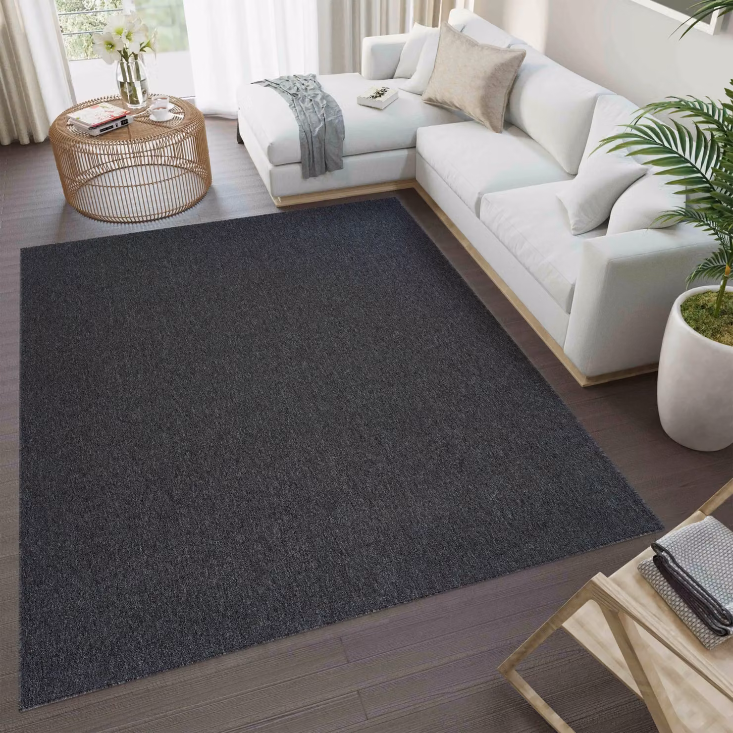 Desire Rugs Modern Hand Tufted Plain Area Rug in Grey, W: 80 cm, L: 150 cm – 3