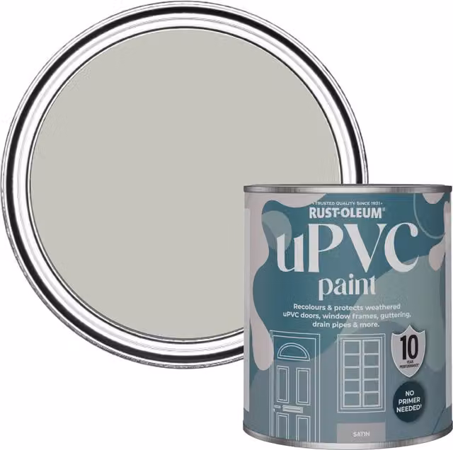 Rust-Oleum UPVC Paint in Satin Finish, Grey, 0.75 l