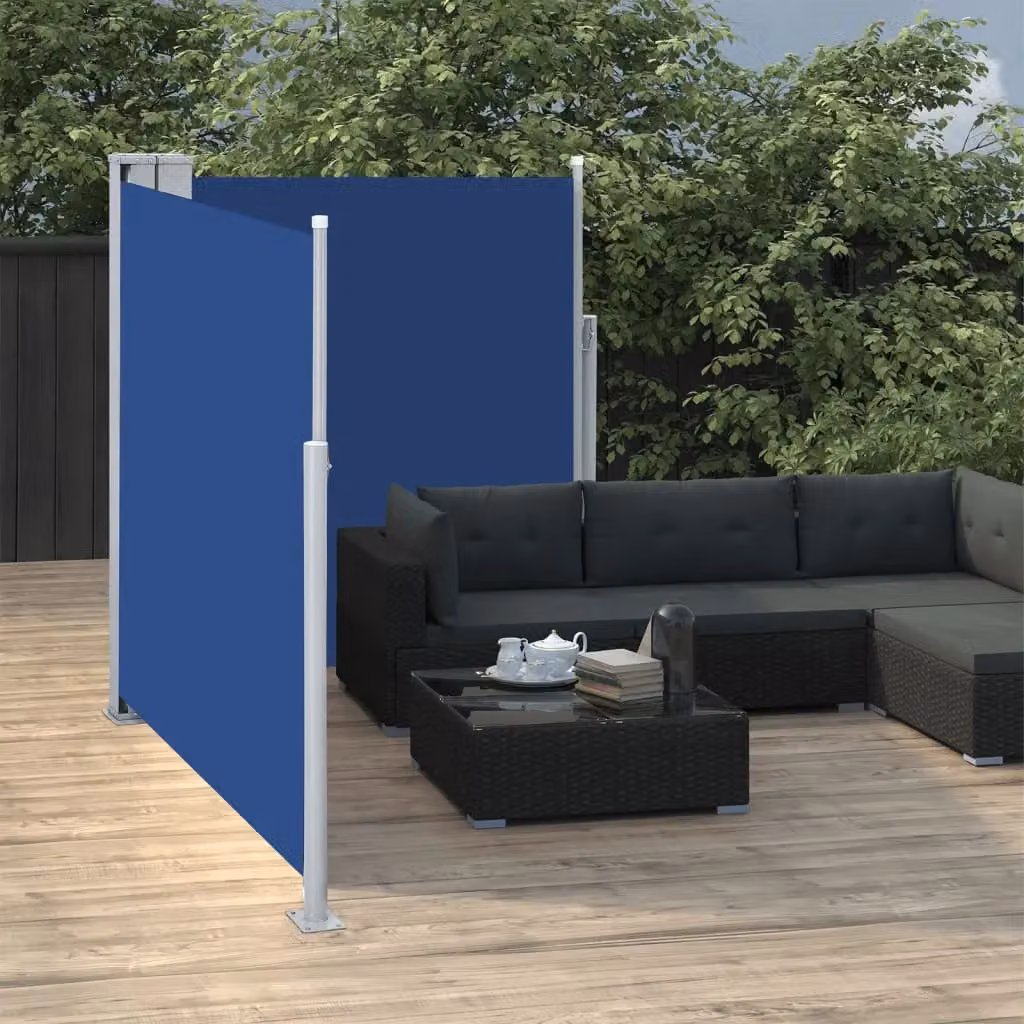 Berkfield Home Blue Retractable Polyester Roller Side Awning W/H: 600 x 140 cm – 3