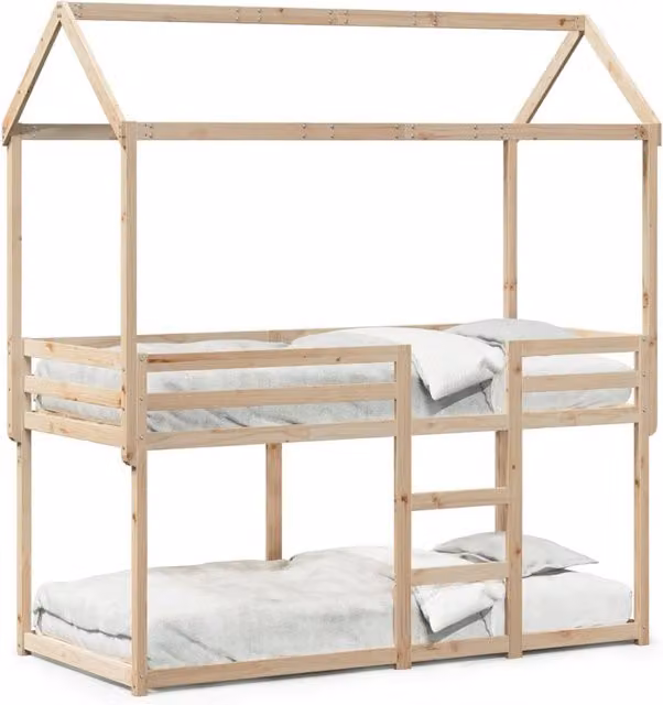 Berkfield Home Solid Wood Pine Bunk Bed in Light Brown, W/D/H: 80 x 200 cm