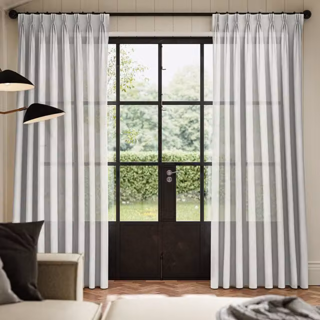 ANTE DECOR Karrika No Joins Sheer Made To Measure Curtains in Ice White