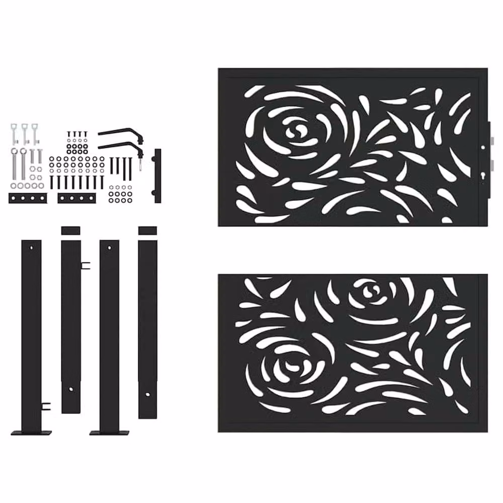 Berkfield Home Beautiful Garden Gate in Black Steel, W: 105 cm, H: 106 cm – 4
