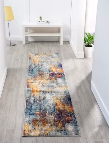 Desire Rugs San Marino Multicolour Abstract Modern Runner Rug, W: 60 cm, L: 220 cm