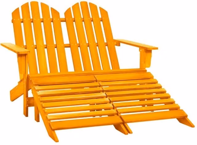Berkfield Home 2-Seater Garden Adirondack Chair and Ottoman in Orange Fir Wood