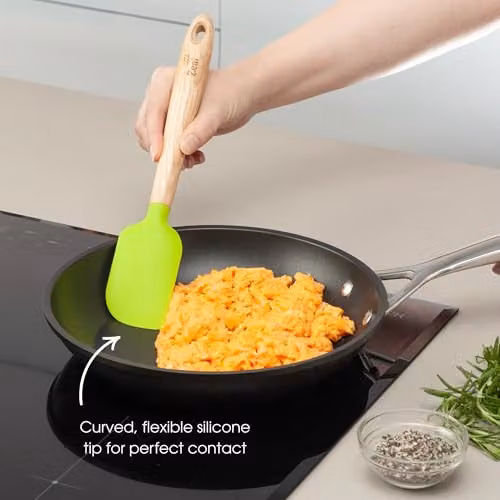 Zeal Silicone Spatula with Ash Wood Handle in Green, 26cm, Heat-Resistant and Non-Scratch – 2