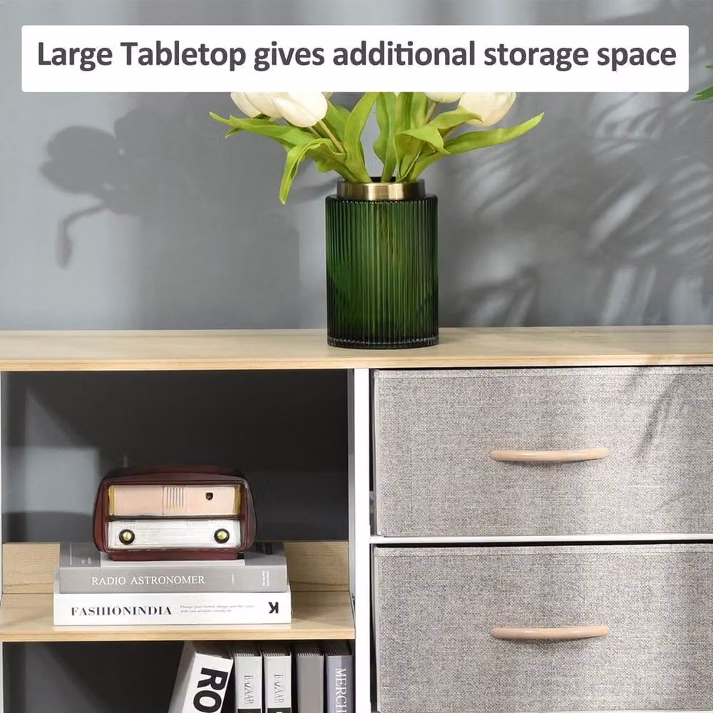 Havendro Multicolour Chest of Drawers with 3 Drawers Storage Cabinet in Metal and Fabric – 3