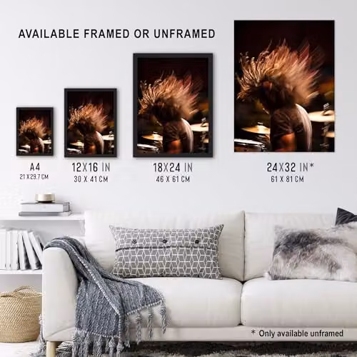 Artery8 Drummer Action Photograph Wall Art Poster Print, Multicolour, W: 81.0 cm, H: 61.0 cm – 3