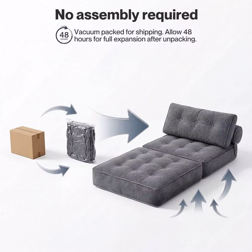 FORGEVIO Convertible Boneless Floor Sofa Bed Mattress in Grey, W/D/H: 90 x 190 cm – 2