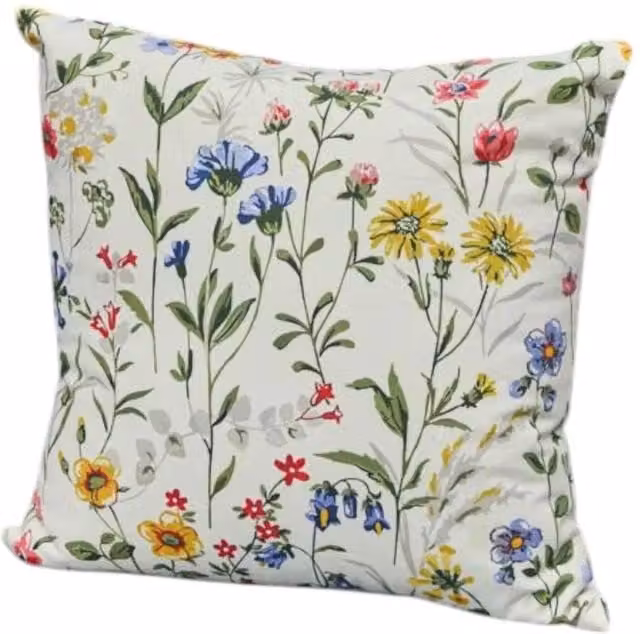 Four Candle Handmade Floral Printed Cotton Cushion with Filling, Multicolour, W/D/H: 45 x 45 x 45 cm – 1