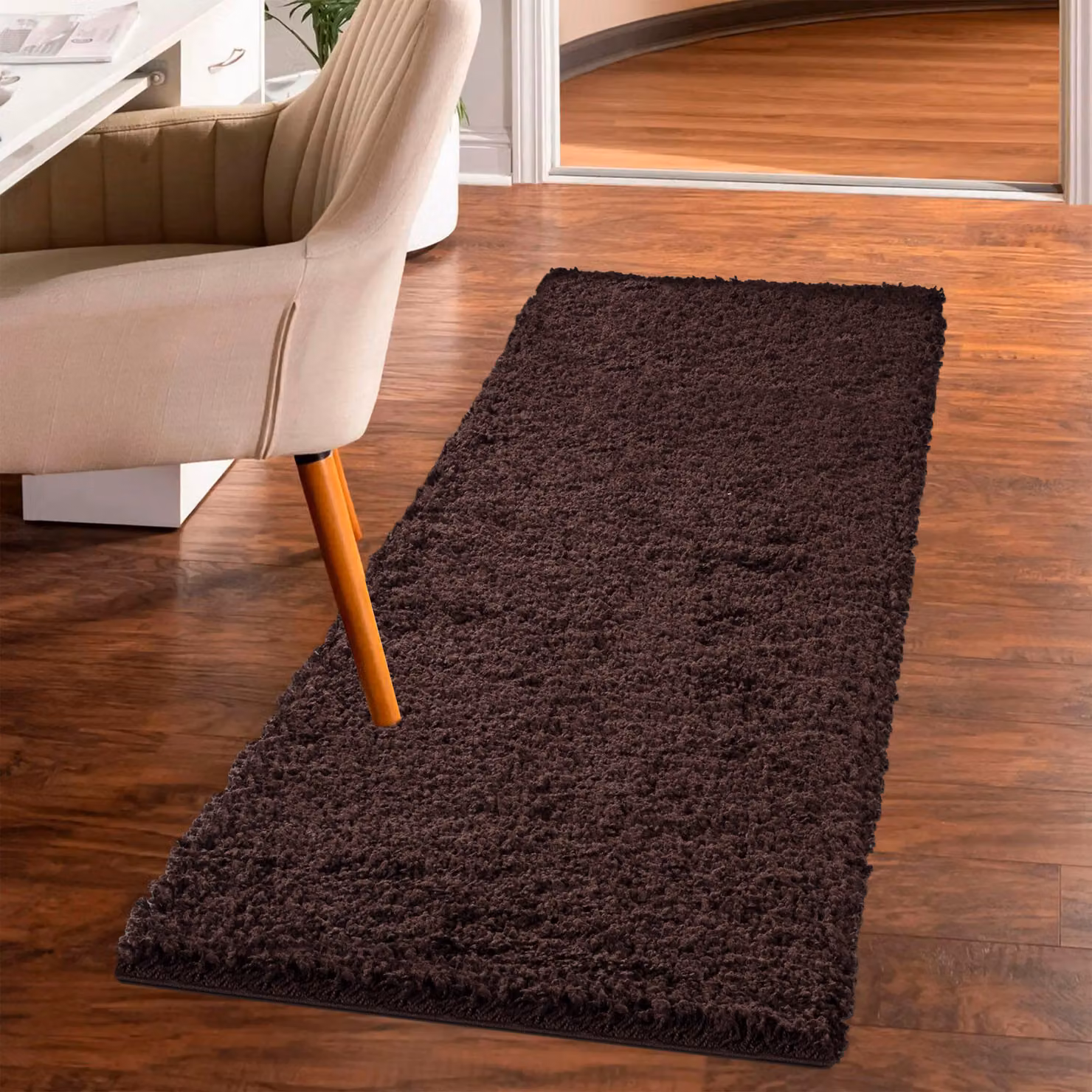 Smart Living Brown Shaggy Area Rug with 5cm Thick Pile, W/D/H: 60 x 110 x 5 cm – 3