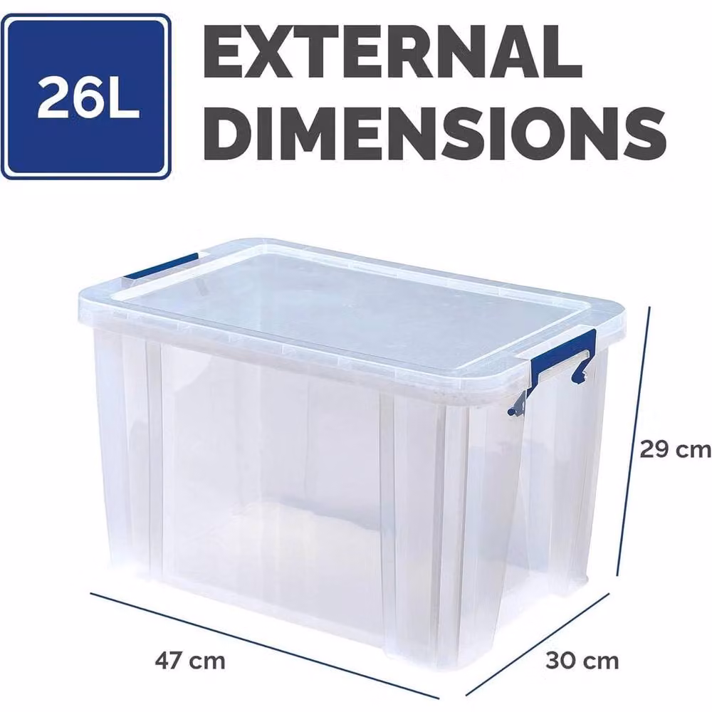 EONLION ProStore Stackable Storage Boxes with Lids, 26L, Clear, 2 Pack, W: 50 cm – 2