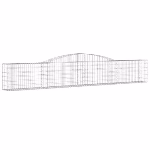 vidaXL Arched Gabion Baskets, 4 Piece Set, Silver Galvanised Steel, W: 400 cm, D: 30 cm, H: 60/80 cm