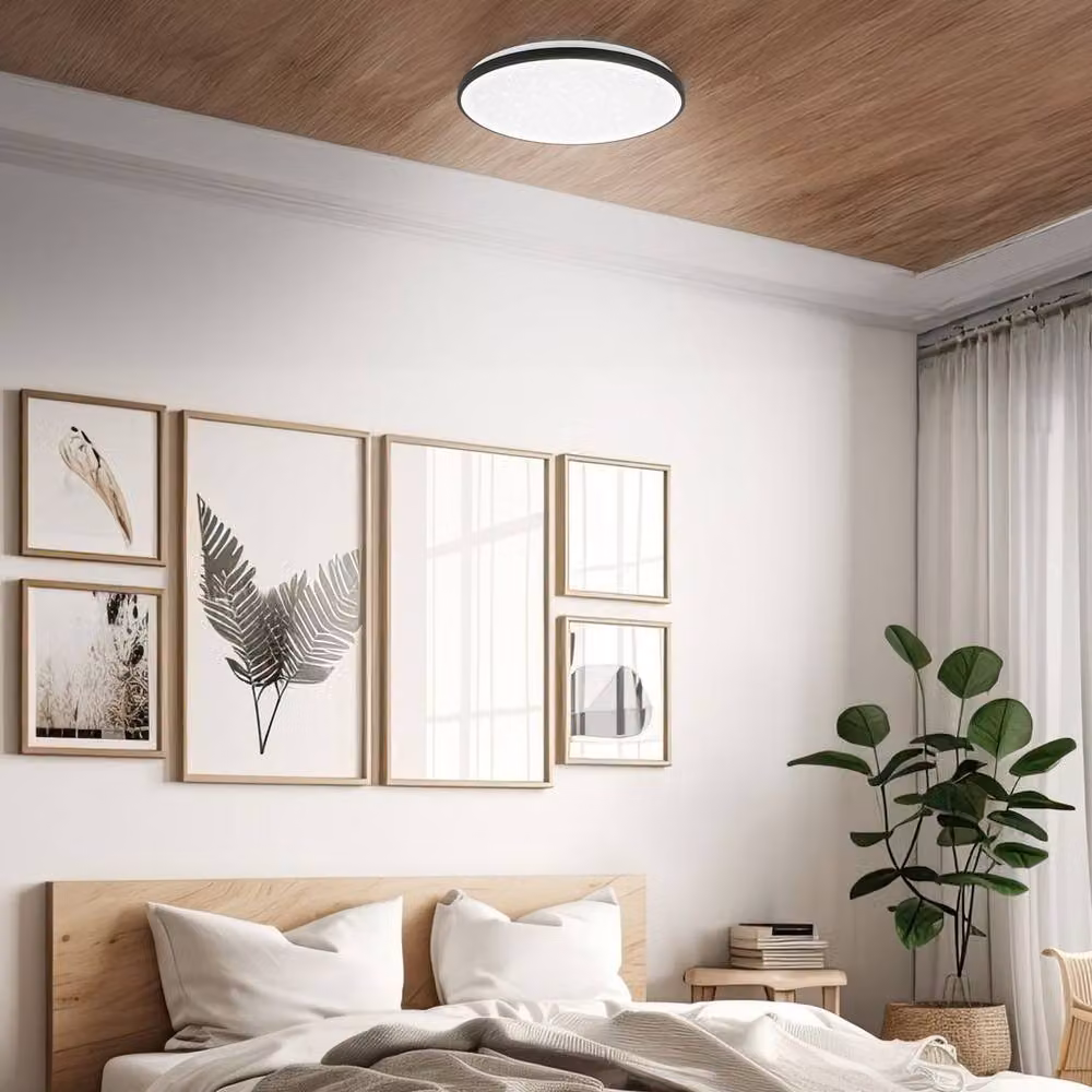 Briloner Black LED Ceiling Light with Star Effect and 3-Step Dimming – 6