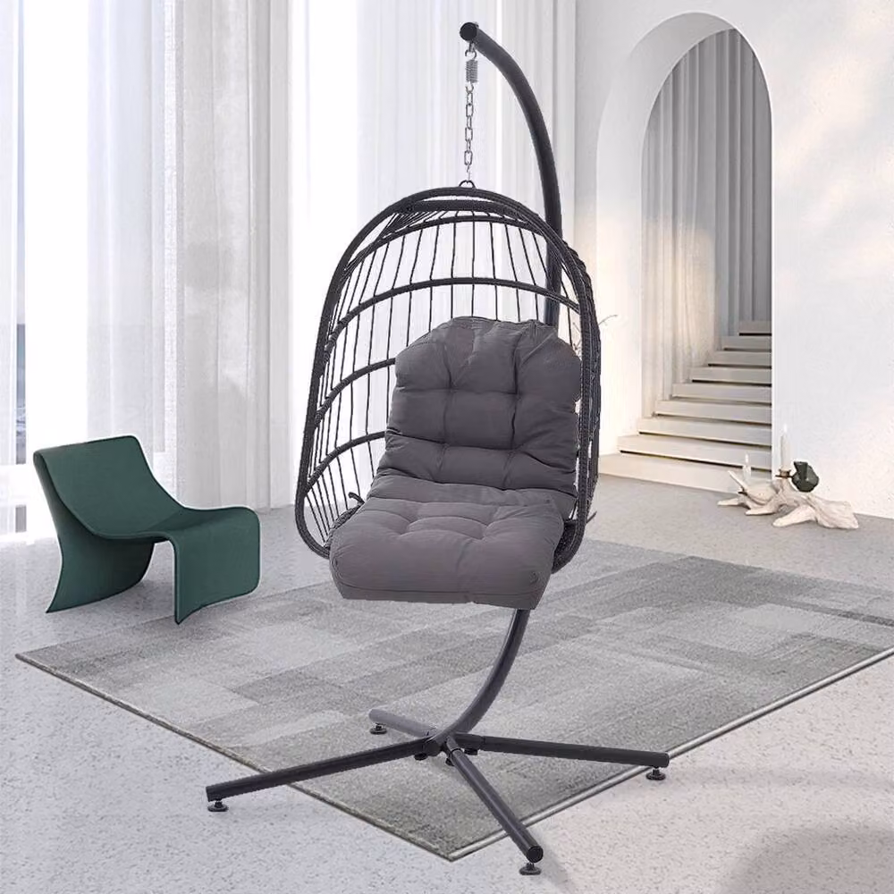 EONLION Grey Rectangular Chair Cushion Seat Pad with Water Repellent Outdoor Fabric, W: 100 cm, D: 48 cm, H: 8 cm – 3