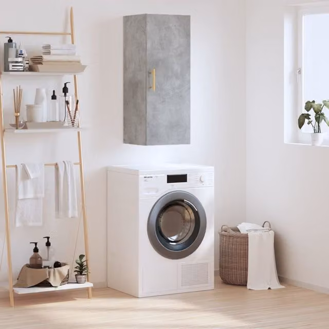 Berkfield Home Wall Mounted Cabinet in Grey, W/D/H: 34.5 x 34.5 x 90 cm – 1