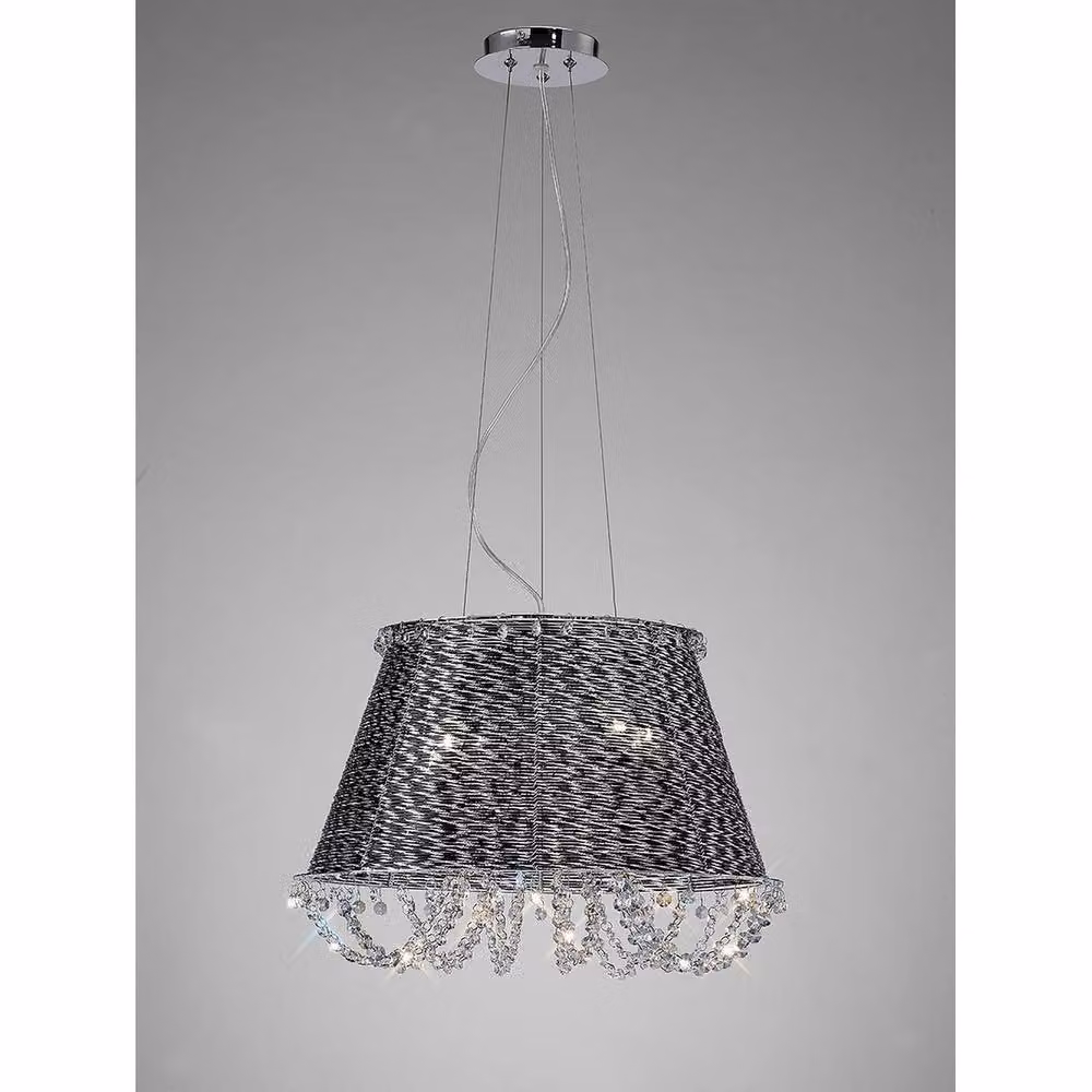 Netlighting Lanzo 4-Light Pendant Lamp in Black and Chrome with Crystal Details (E14) – 2