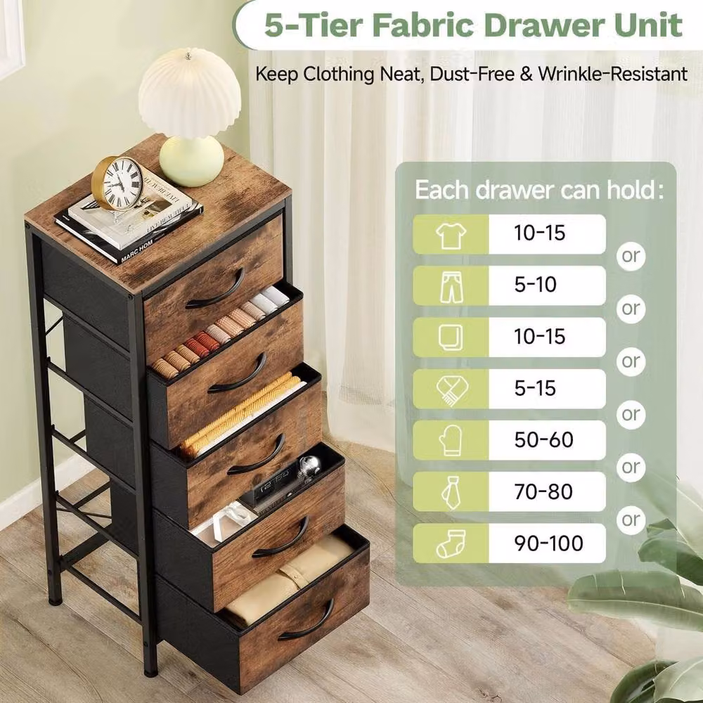 FORGEVIO 5-Drawer Chest in Rustic Brown, W/D/H: 40 x 30 x 100 cm – 3