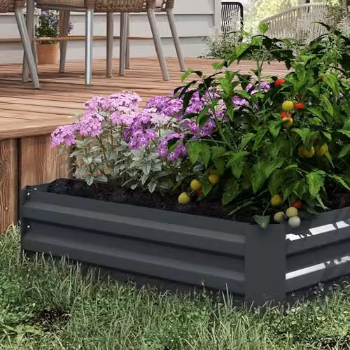 Outsunny Set of 2 Galvanised Steel Raised Garden Beds in Grey, W/D/H: 100 x 100 x 30 cm – 6