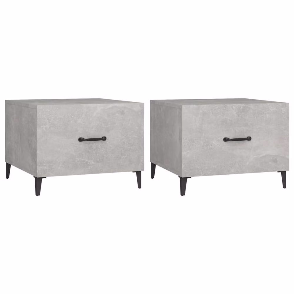 Berkfield Home Decorative Coffee Table Set with Metal Legs, Concrete Grey, W/D/H: 50 x 50 x 40 cm (2 pieces)
