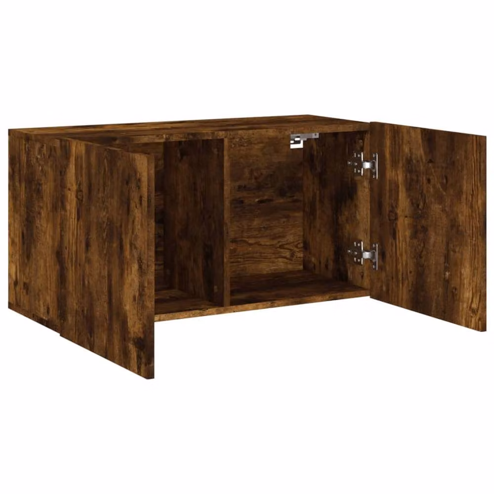 Berkfield Home Wall-mounted Smoked Oak TV Cabinet in Brown, W/D/H: 80 x 30 x 41 cm – 5