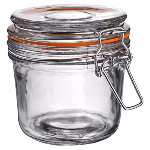 Argon Tableware Set of 6 Leakproof Glass Storage Jars with Clip Lids and Labels, 350ml, Transparent – 3