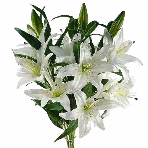 White Leaf Design Artificial Lily Flowers