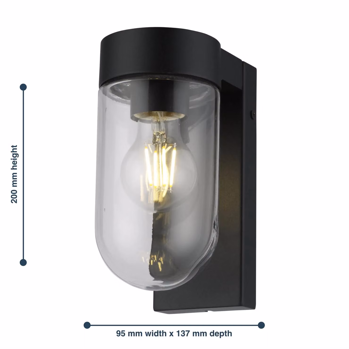 First Choice Lighting Parnie Black IP44 Modern Outdoor Wall Light with Transparent Glass – 3