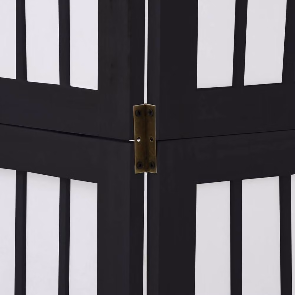 Berkfield Home 6 Panel Room Divider in Black Solid Paulownia Wood, H 215 x W 180 x D 6 cm – 5