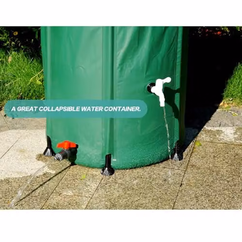 Gr8 Garden Green Collapsible PVC Rain Barrel with Zipped Lid and Drain Tap, 250 l – 2