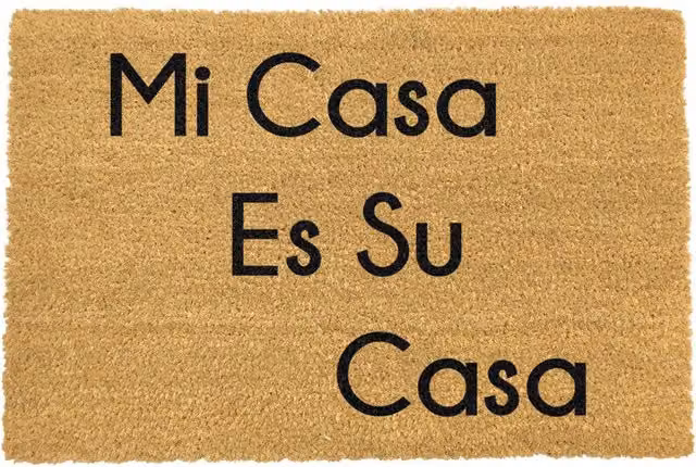 Artsy Mats Mi Casa Su Casa Spanish Doormat, Black and Brown, Non-Slip Coir and PVC