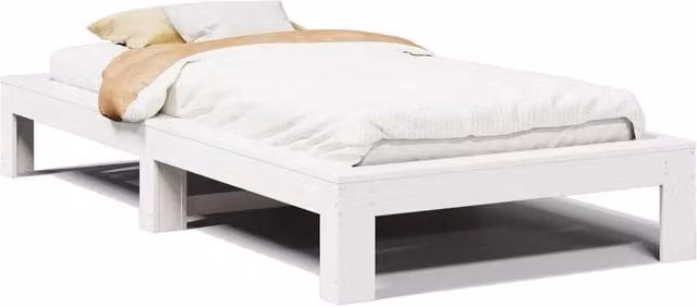Berkfield Home Small Single Solid Wood Pine Bed Frame, White, W: 75 cm, L: 190 cm