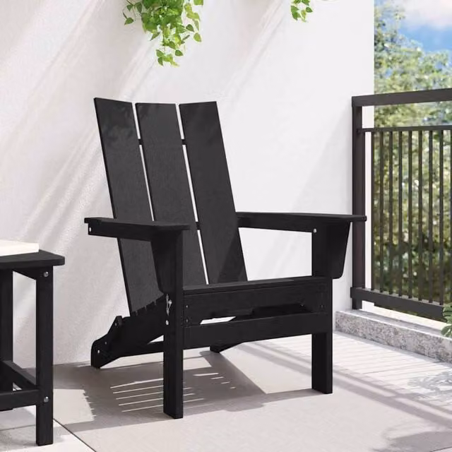 Berkfield Home Modern Folding Adirondack Chair in Black, W/D/H: 74.5 x 80.5 x 90 cm – 1