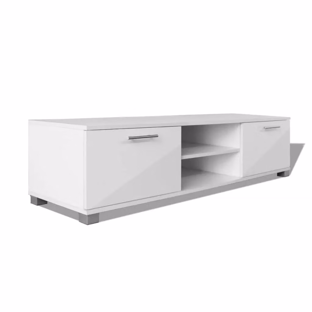 Berkfield Home Modern High-Gloss White TV Cabinet W: 120 cm, D: 40.3 cm, H: 34.7 cm – 2