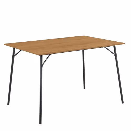 Furniture To Go Peru Dining Set with Rectangular Black and Oak Table and 4 Steel and Oak Chairs, W/D/H: 120 x 80 x 75 cm – 2