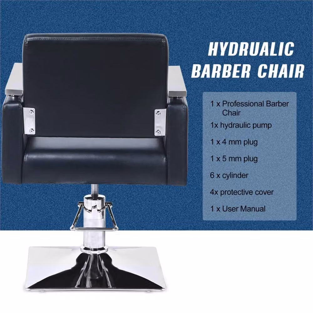 Hinsinc Type E-Barber Chair in Black with Synthetic Leather and Metal Frame – 2