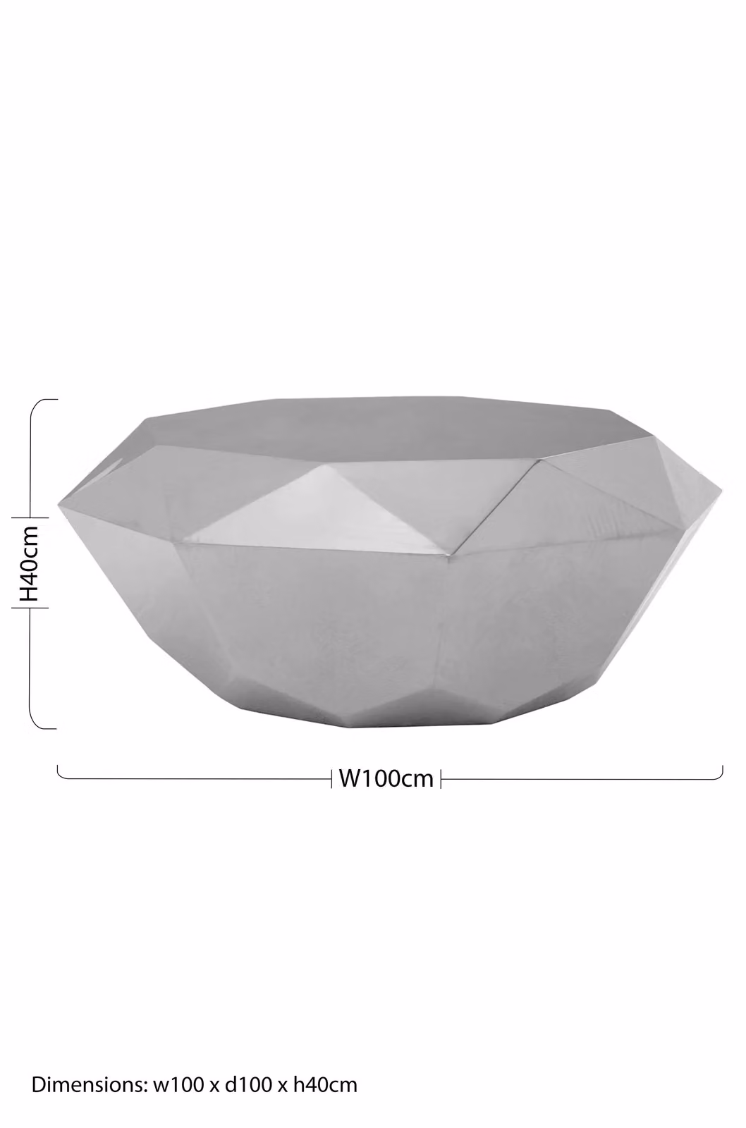 Orsina Silver Round Glass and Metal Coffee Table with Glossy Geometric Design – 2