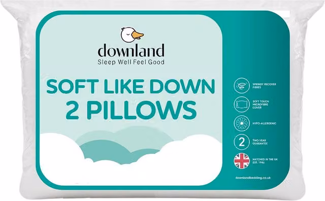 Downland Soft Like Down Microfibre Pillow Pair in White