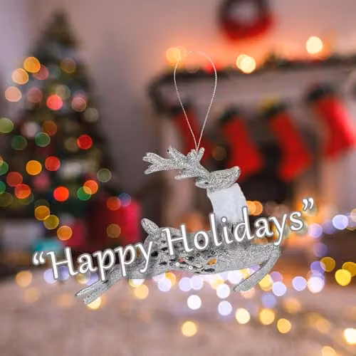 VFM e-Store Silver Glitter Reindeer Hanging Christmas Decoration, 17 x 20 cm – 3
