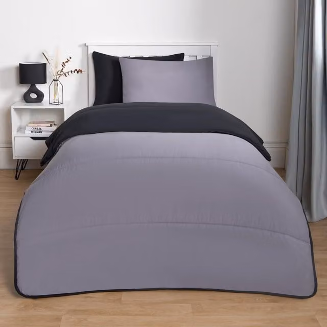 OHS Grey 10.5 Tog Hollow Fibre Coverless Duvet and Pillowcase Set