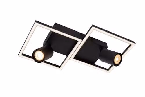Lucide Arianne Modern LED Flush Ceiling Light, Black, W/D/H: 40 x 40 x 14.5 cm