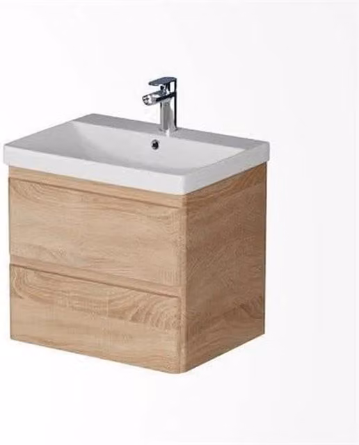 FORGEVIO Wall Mounted Minimalist Bathroom Vanity Unit and Resin Basin Sink in Sand/Beige