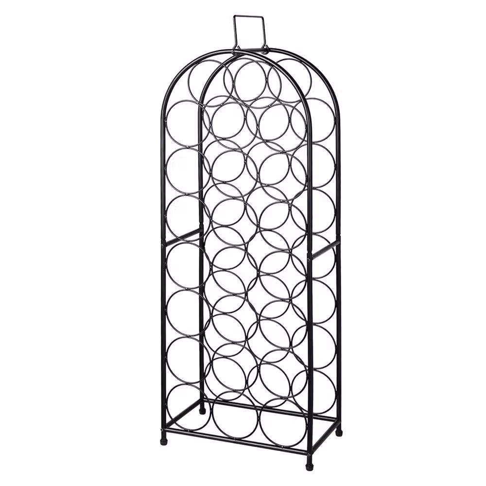 Levede Black Lacquered Metal Freestanding Wine Rack for 23 Bottles – 2