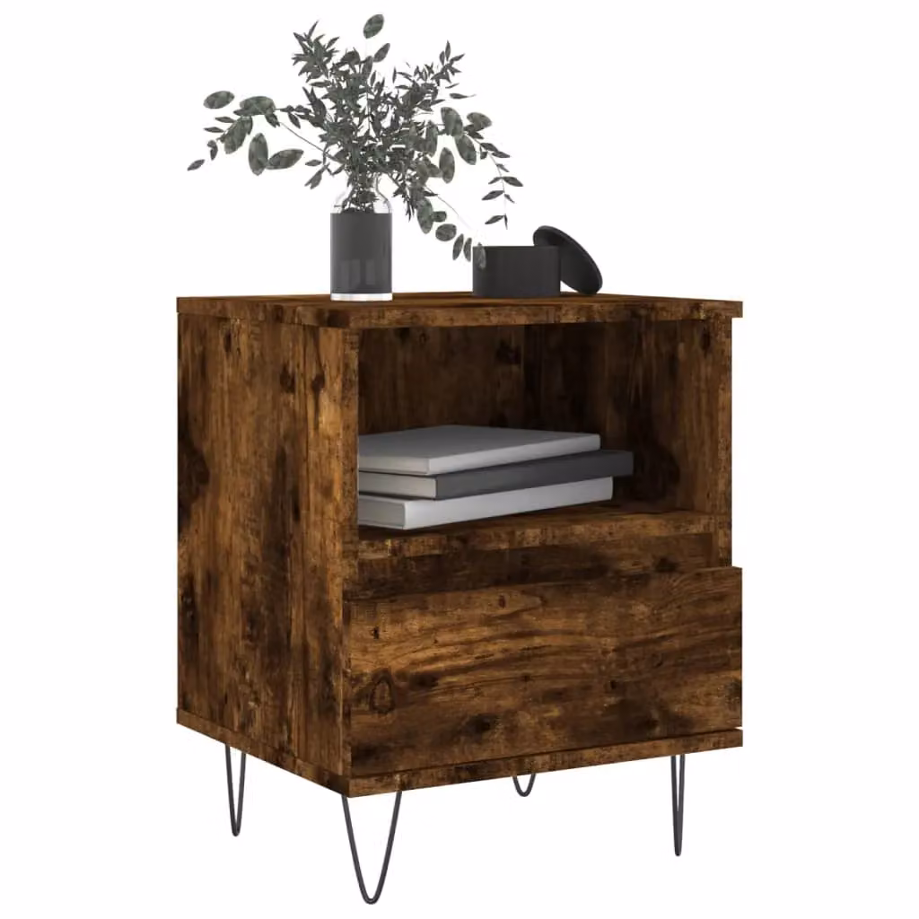 Berkfield Home Set of 2 Bedside Cabinets in Smoked Oak Brown, W/D/H: 40 x 35 x 50 cm – 2
