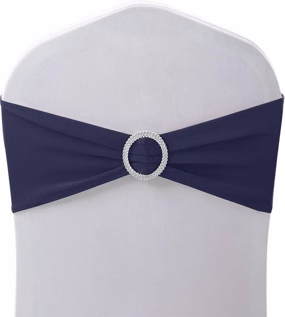 Neel Blue Spandex Dining Chair Band with Slider Buckle in Navy Blue – 1